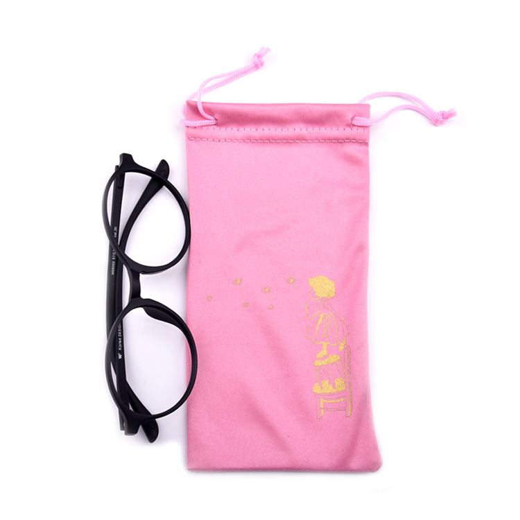 Kundenspezifischer rosafarbener einfacher Sonnenbrillenbeutel mit Logo